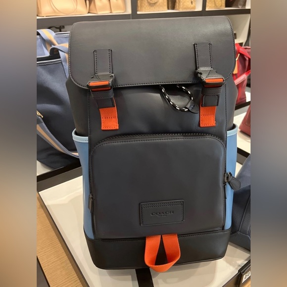 Coach Track Backpack Colorblock Midnight/Pacific Multi NWT - Picture 4 of 7